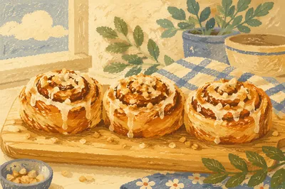 Fresh Cinnamon Rolls with Vanilla Icing