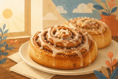 Fresh Cinnamon Rolls with Vanilla Icing