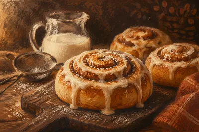Fresh Cinnamon Rolls with Cream Icing