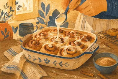 Freshly Baked Cinnamon Rolls with Icing
