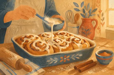 Freshly Baked Cinnamon Rolls with Icing