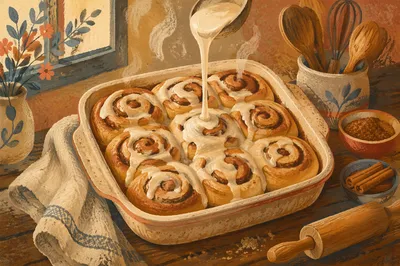 Freshly Baked Cinnamon Rolls with Icing