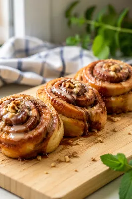 Freshly Baked Cinnamon Rolls With Icing Drizzle
