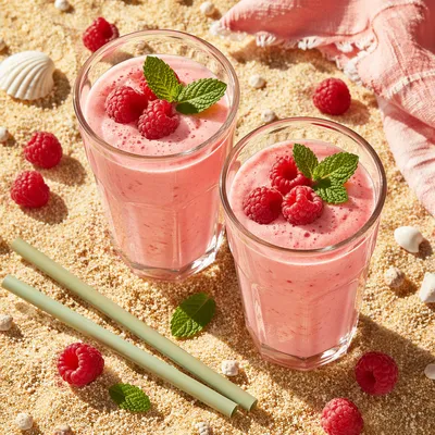 Blush Berry Cocktails on Sunny Beach Sand