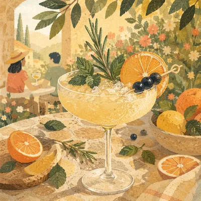 Herb Garnished Citrus Cocktail at Garden Brunch