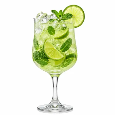 Refreshing Lime Mint Cocktail on White