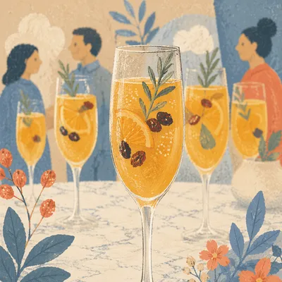 Golden Citrus Herb Cocktail Glasses