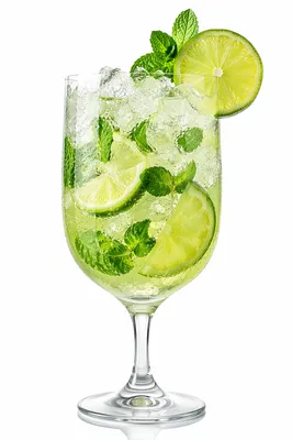 Refreshing Lime Mint Cocktail on White