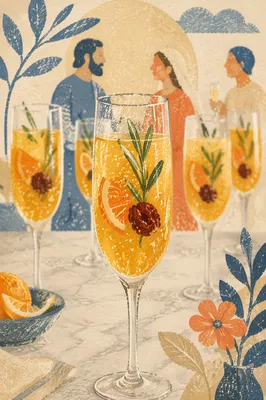 Golden Citrus Herb Cocktail Glasses