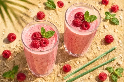Blush Berry Cocktails on Sunny Beach Sand