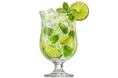 Refreshing Lime Mint Cocktail on White