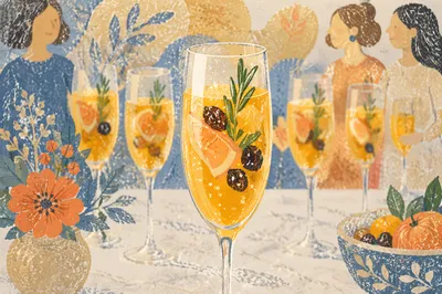 Golden Citrus Herb Cocktail Glasses