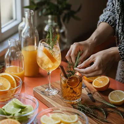 Craft Cocktails with Citrus and Fresh Herbs