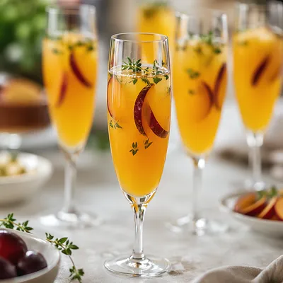 Golden Citrus Cocktails with Herb Garnish