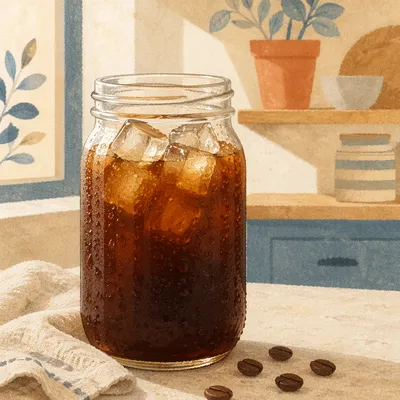 Refreshing Cold Brew Coffee Jar Close-Up