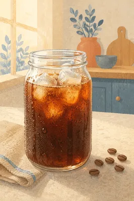 Refreshing Cold Brew Coffee Jar Close-Up