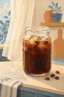 Refreshing Cold Brew Jar in Morning Light