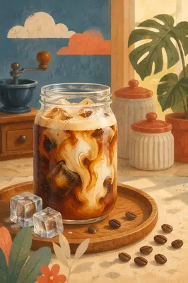 Cold Brew Coffee Jar with Swirling Cream