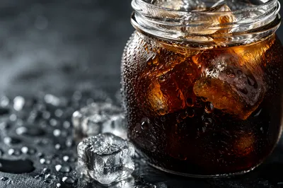 Iced Cold Brew Coffee Jar Closeup