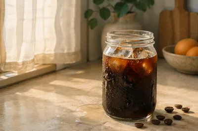 Refreshing Cold Brew Jar in Morning Light