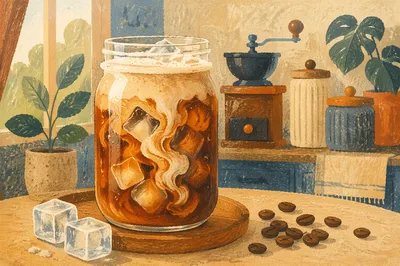 Cold Brew Coffee Jar with Swirling Cream