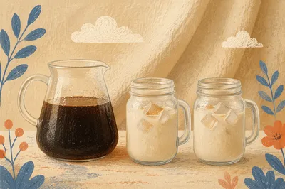 Cold Brew Coffee Jars on Cream Table