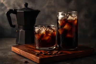 Moody Cold Brew Coffee with Ice and Condensation