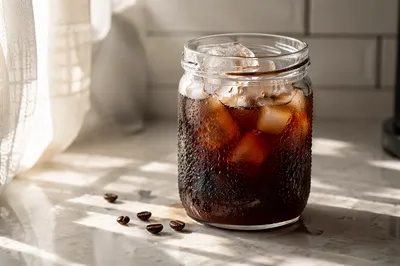 Refreshing Cold Brew Jar in Morning Light