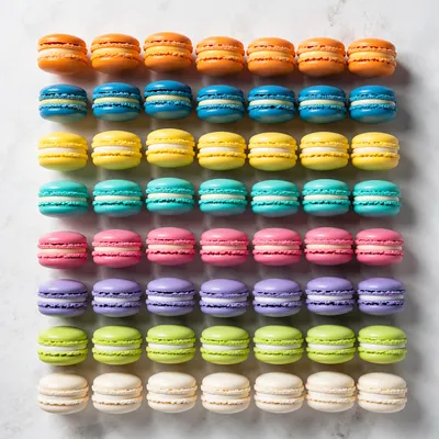 Colorful French Macarons Flat Lay