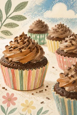 Chocolate Cupcakes with Frosting Close Up
