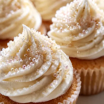 Vanilla Frosted Cupcakes With Sparkling Sugar