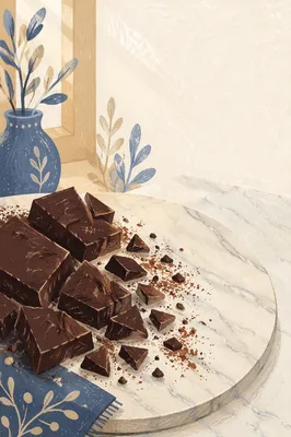 Broken Dark Chocolate on Marble Surface