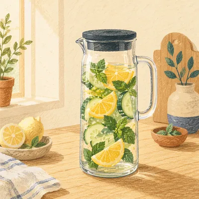 Lemon Cucumber Mint Detox Water Pitcher