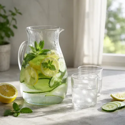 Refreshing Detox Water Pitcher in Summer Kitchen