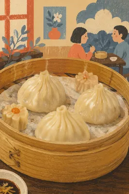 Warm Bamboo Steamer with Handmade Dim Sum
