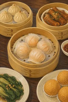 Assorted Dim Sum in Bamboo Steamers