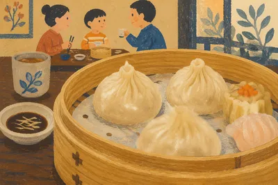 Steamed Dim Sum in Bamboo Basket