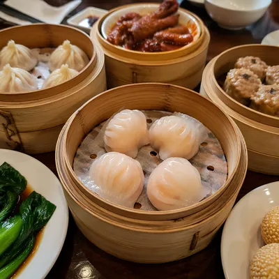 Assorted Dim Sum in Bamboo Steamers
