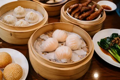 Assorted Dim Sum in Bamboo Steamers