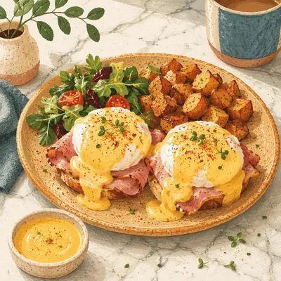 Golden Eggs Benedict Brunch Plate