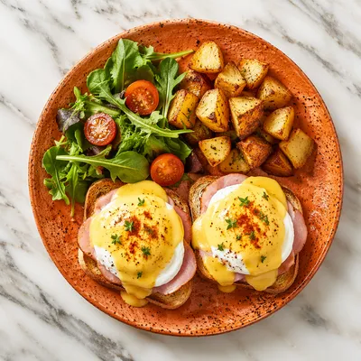 Eggs Benedict Brunch on Terracotta Plate