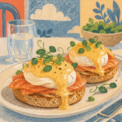Elegant Eggs Benedict Brunch Plate Closeup