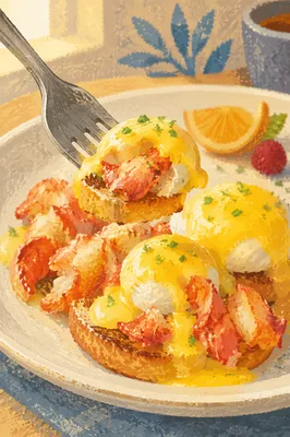 Elegant Lobster Eggs Benedict Brunch Plate
