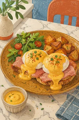 Eggs Benedict Brunch on Amber Plate