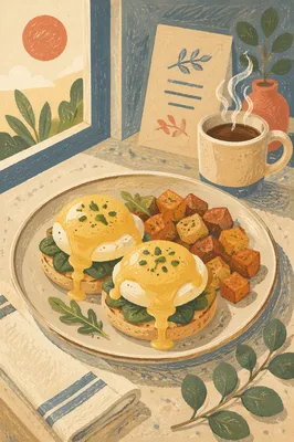 Sunlit Eggs Benedict Brunch Plate