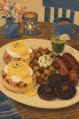 Cozy Eggs Benedict Brunch Plate