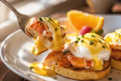 Elegant Lobster Eggs Benedict Brunch Plate
