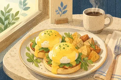 Sunlit Eggs Benedict Brunch Plate