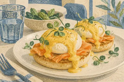 Elegant Eggs Benedict Brunch Plate