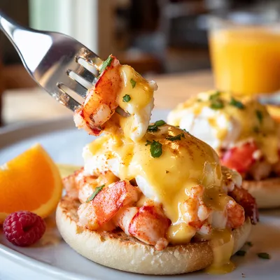 Elegant Lobster Eggs Benedict Brunch Plate